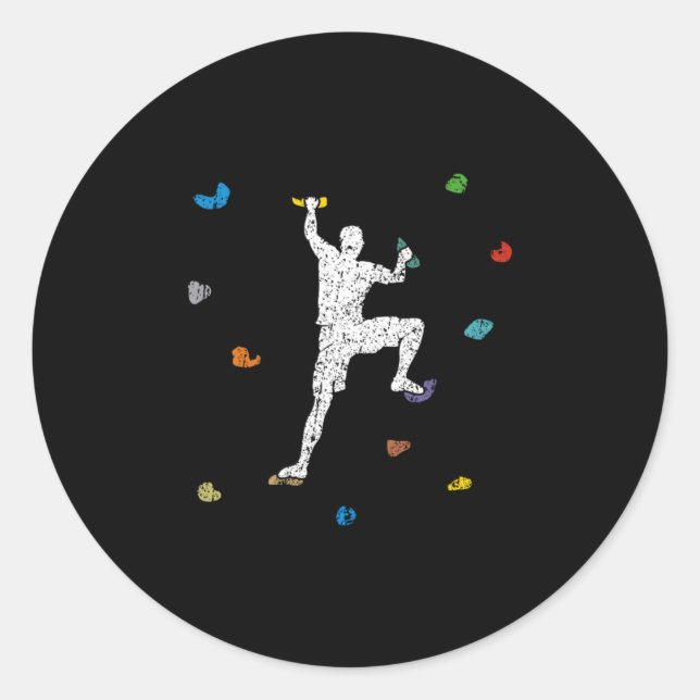 Bouldering Wall Climber Gift Idea Classic Round Sticker (Front)
