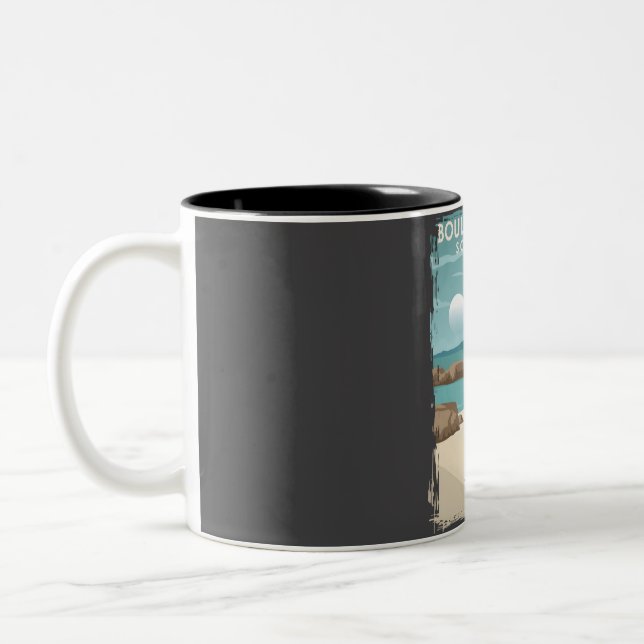 Boulders Beach South Africa Penguin Beach Poster A Two-Tone Coffee Mug (Left)