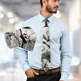 Boulders in Grayscale Monogram Tie