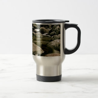 BOULDERS IN YOSEMITE CREEK WITH LONG EXPOSURE TRAVEL MUG