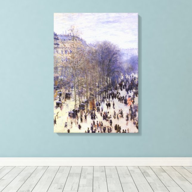 Boulevard des Capucines by Claude Monet, Fine Art Canvas Print (Insitu(Wood Floor))