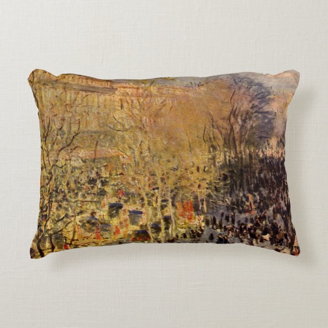 Boulevard des Capucines by Claude Monet, Fine Art Decorative Cushion (Front)