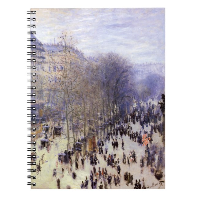 Boulevard des Capucines by Claude Monet, Fine Art Spiral Notebook (Front)