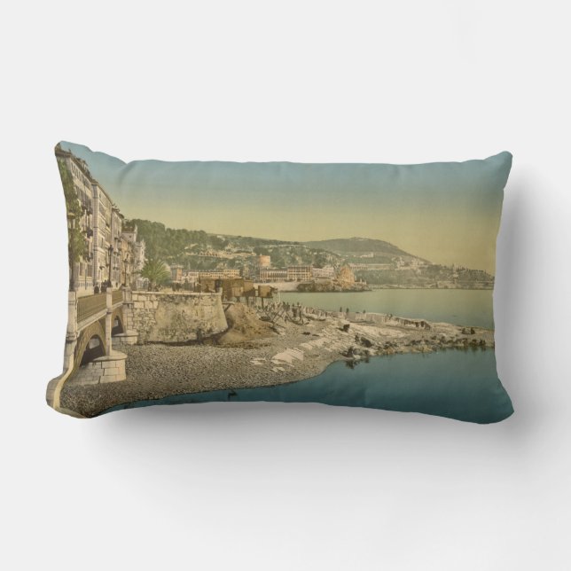 Boulevard du midi, Nice, French Riviera Lumbar Cushion (Front)
