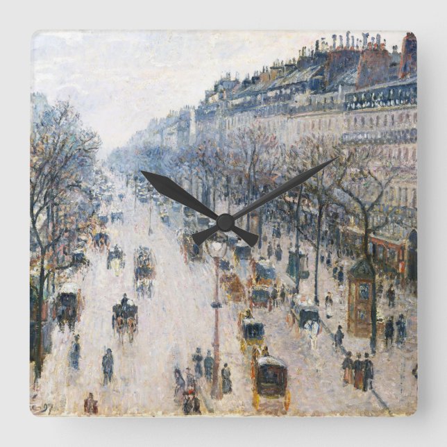 Boulevard Montmartre by Pissaro Acrylic Wall Clock (Front)