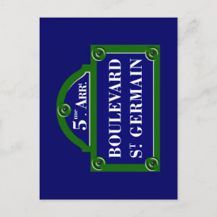 Boulevard Saint-Germain, Paris Street Sign Postcard