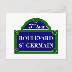 Boulevard Saint-Germain, Paris Street Sign Postcard
