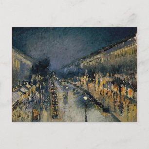 Boulevarde Montmartre at Night  ~ Camille Pissarro Postcard