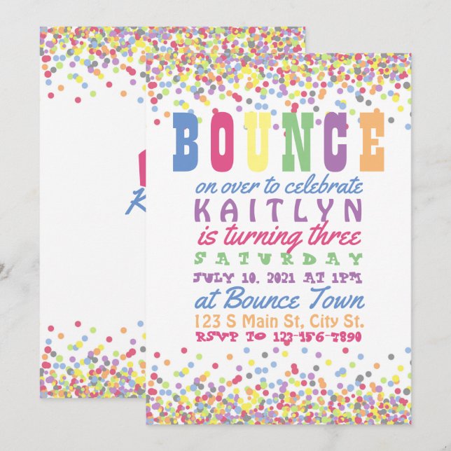 Bounce birthday invitation (Front/Back)