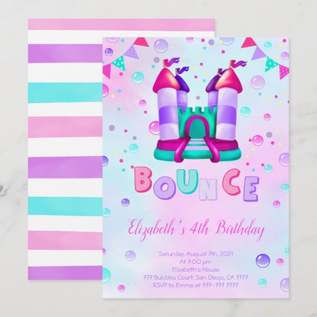 Bounce Birthday Invitation (Front/Back)