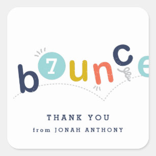 Bounce birthday party thank you sticker