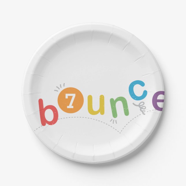 Bounce Colourful Kids birthday party Paper Plate (Front)