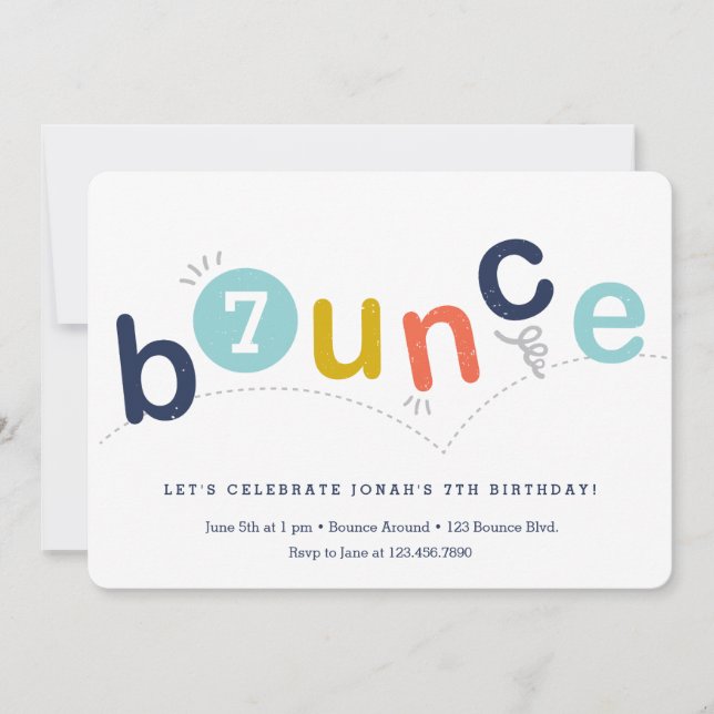 Bounce Colourful Modern Kids Birthday Party Invitation (Front)
