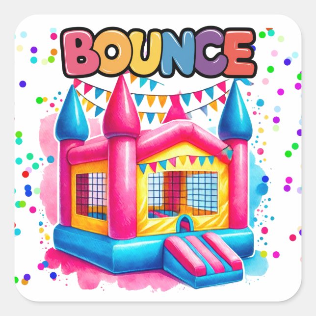 Bounce House Birthday Bash Square Sticker (Front)