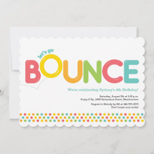 Bounce House Birthday Invitation Pink & Aqua