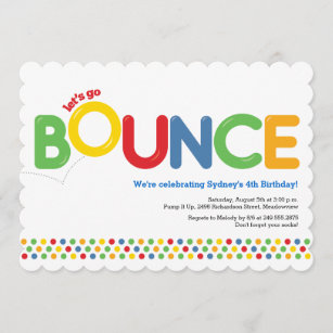 Bounce House Birthday Invitation Red & Blue
