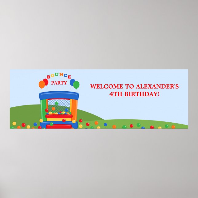 Bounce House Birthday Party Banner Poster (Front)