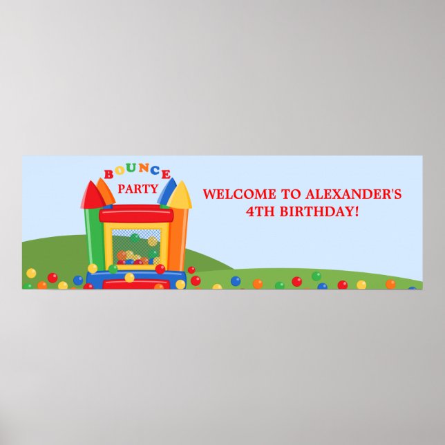 Bounce House Birthday Party Banner Poster (Front)