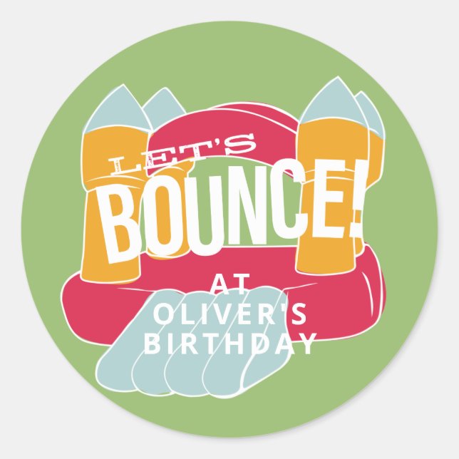 Bounce House birthday party design Classic Round Sticker (Front)