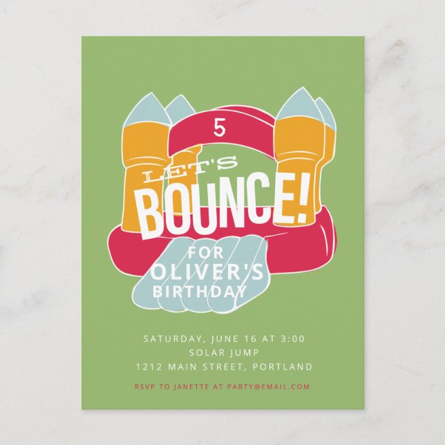 Bounce House birthday party design invitation Postcard (Front)