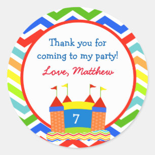 Bounce House Birthday Party Favour Stickers