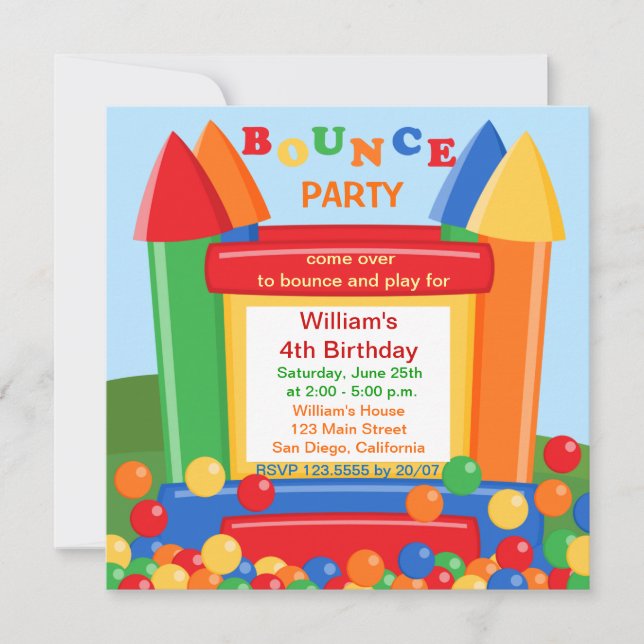 Bounce House Birthday Party Invitation (Front)