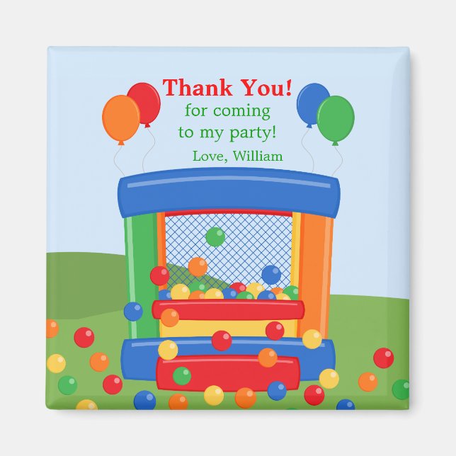 Bounce House Birthday Thank You Magnet (Front)