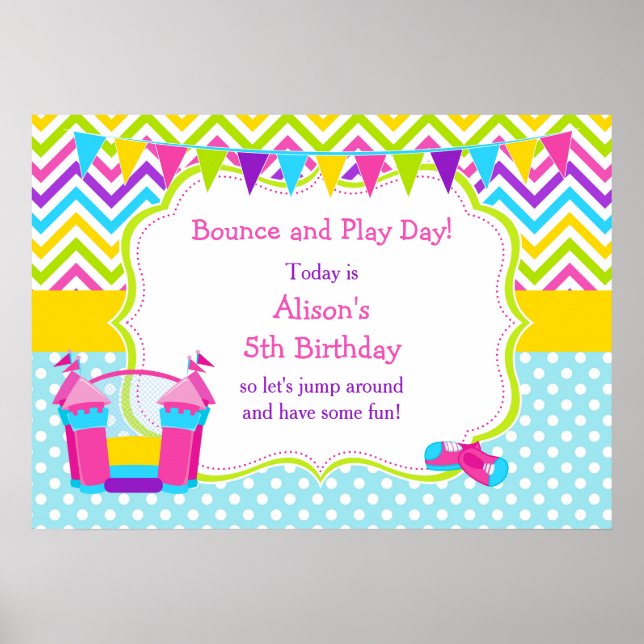 Bounce House Bouncy Castle Birthday Girl Poster (Front)