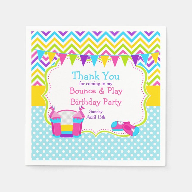 Bounce House Bouncy Castle Birthday Party Napkin (Front)