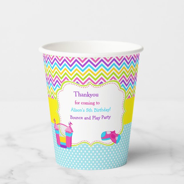 Bounce House Bouncy Castle Birthday Party Paper Cups (Front)