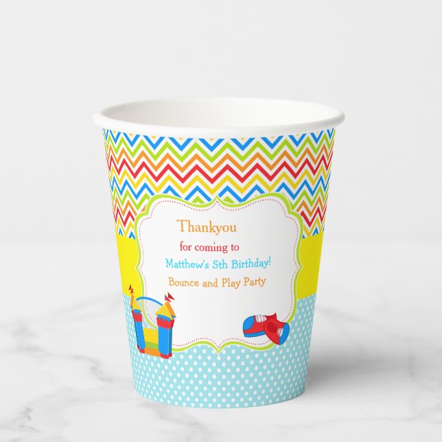 Bounce House Bouncy Castle Birthday Party Paper Cups (Front)