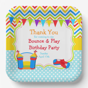 Bounce House Bouncy Castle Birthday Party Paper Plate
