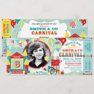 Bounce House Carnival Birthday Invitation
