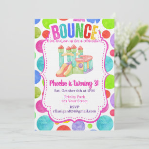 Bounce House Colourful Rainbow Birthday Party Invitation