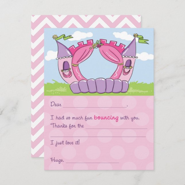 Bounce House Fill-In Thank You Card : Princess (Front/Back)