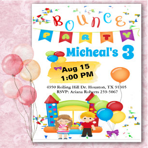 Bounce House Fun Colourful Birthday Party Invitat Invitation