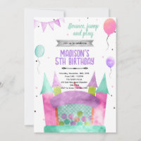 Bounce house girl theme invitation