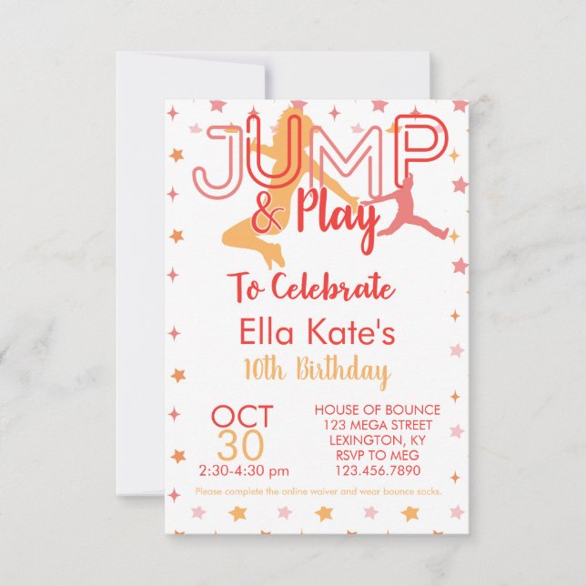 Bounce House Jump Party Trampoline Park Birthday Invitation (Front)