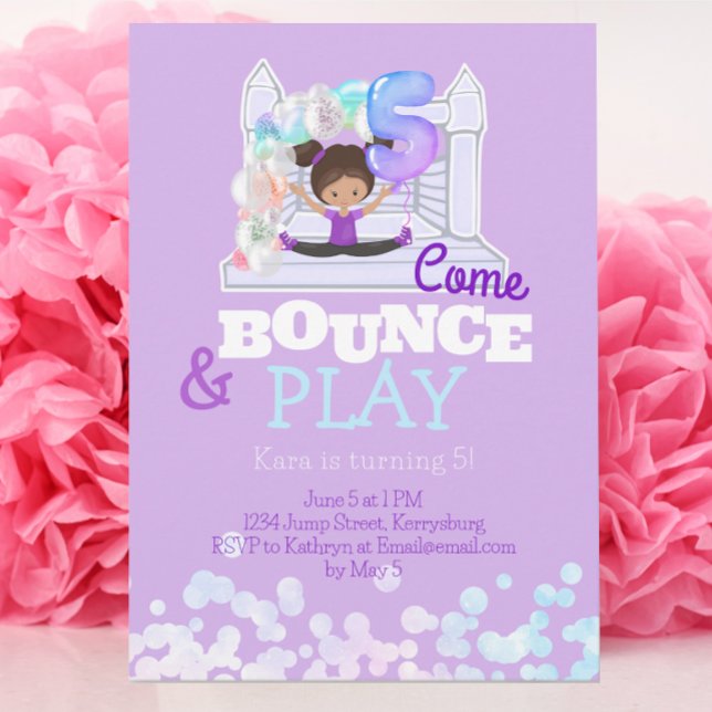 Bounce House Jump Play Fifth Birthday Invitation (Creator Uploaded)