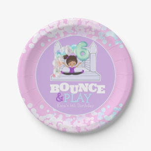 Bounce House Jump Play Sixth Birthday Paper Plate