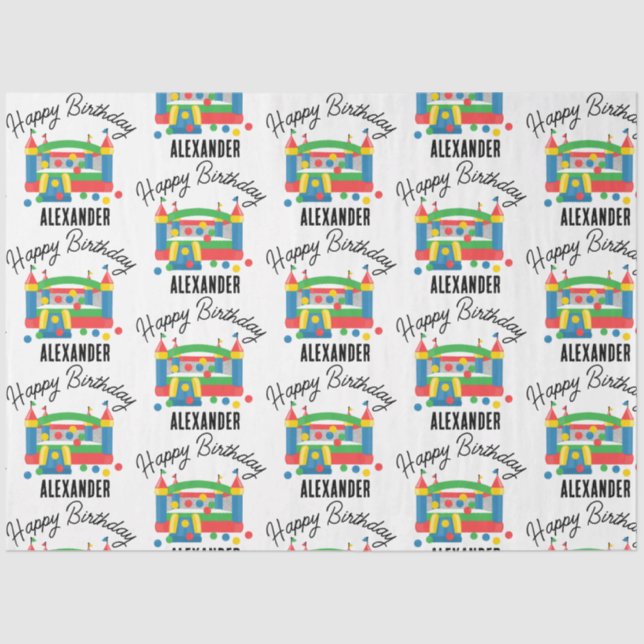 Bounce House Jumping Castle Ball Kids Name Tissue Paper (Front)