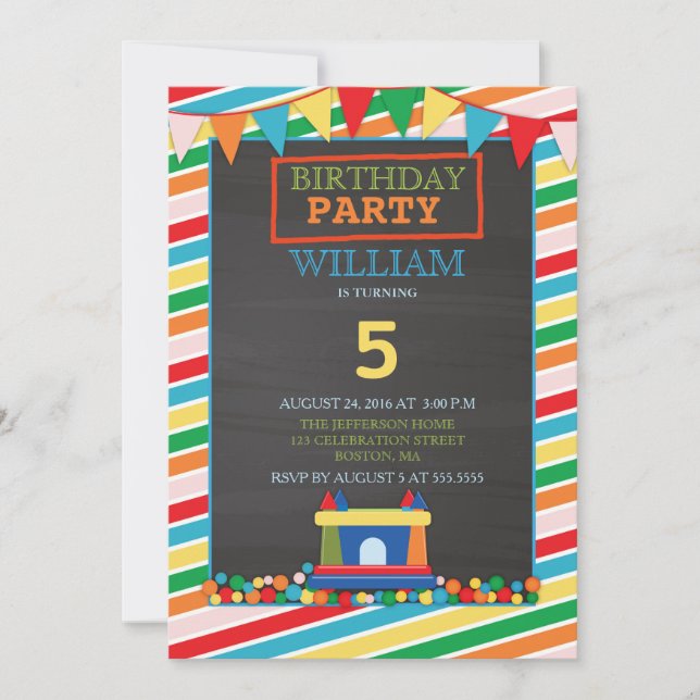Bounce house Kids Birthday Party Invitation (Front)