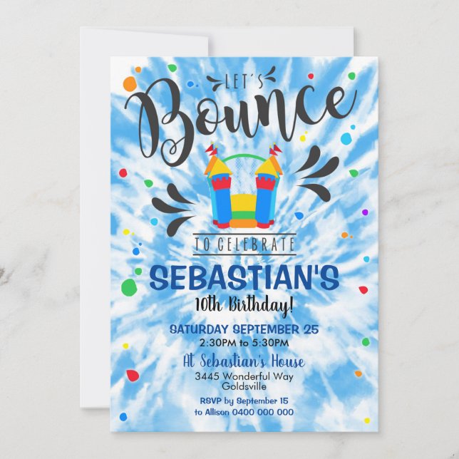 Bounce House Party Invitation Boy Jumping Castle (Front)