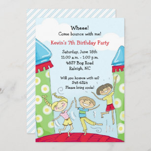 Bounce House Party Invitations: Green Boys Bouncy Invitation