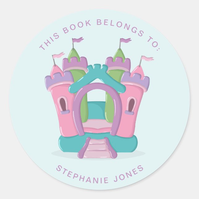 Bounce House Party This Book Belongs to Classic Round Sticker (Front)