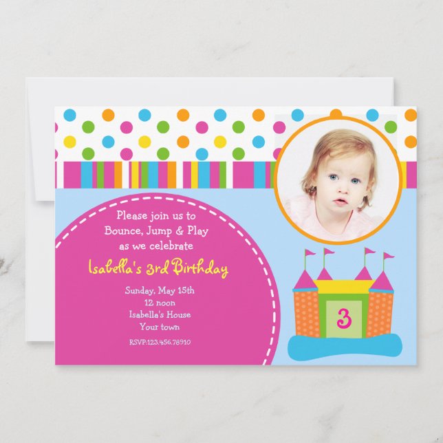 Bounce House Photo Birthday Party Invitations (Front)