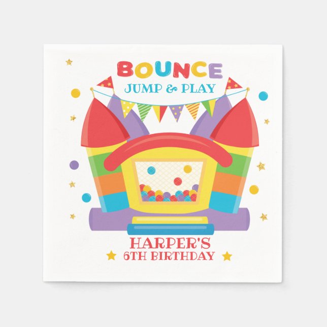 Bounce House Rainbow Birthday  Napkin (Front)
