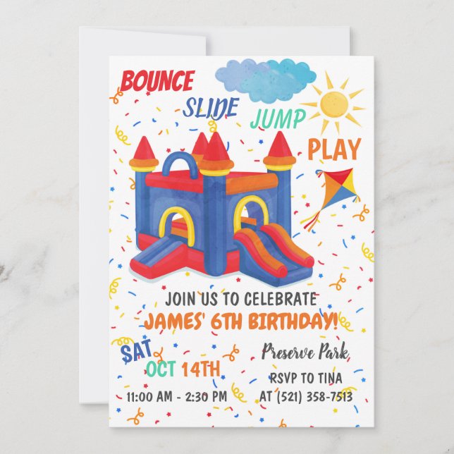 Bounce House Red Invitation (Front)