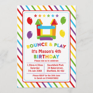 Bounce house themed birthday party invitation