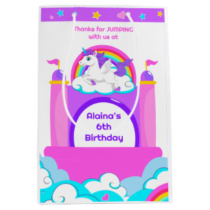 Bounce House Unicorn Girls Castle Birthday Party Medium Gift Bag